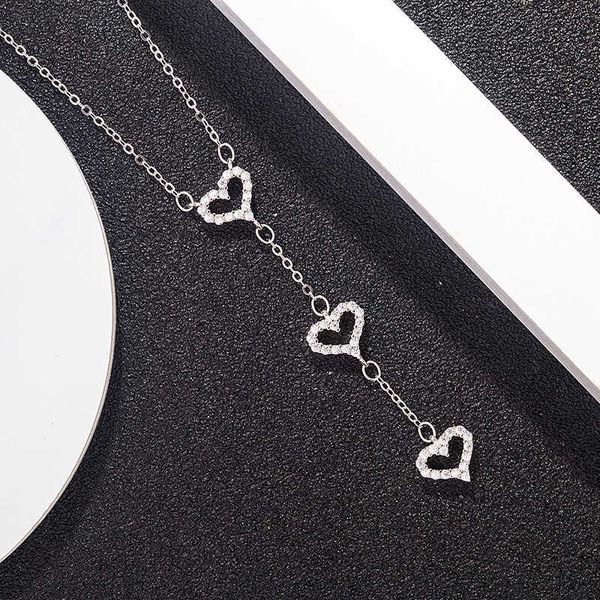 designersterling silver s925tiffy tassel love necklace women's three hearts inlaid with diamond heart-shaped pendant collarbone chain v, Black
designersterling silver s925tiffy tassel love necklace women's three hearts inlaid with diamond heart-shaped pendant collarbone chain v, Black