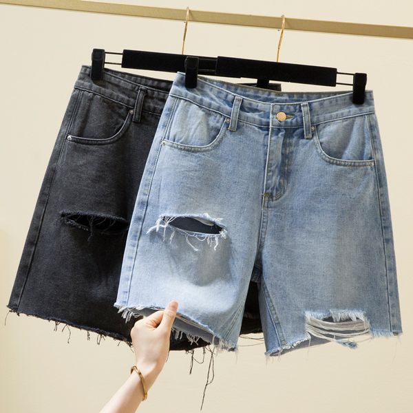 women's shorts m4xl summer women denim hole ripped loose straigh half jeans female casual short pants streetwear 230422, White;black
women's shorts m4xl summer women denim hole ripped loose straigh half jeans female casual short pants streetwear 230422, White;black