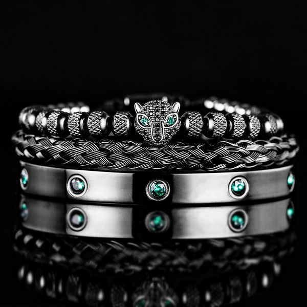 beaded luxury micro pave green cz leopard head royal charm men bracelets stainless steel crystals bangles couple handmade jewelry gift 23042, Black
beaded luxury micro pave green cz leopard head royal charm men bracelets stainless steel crystals bangles couple handmade jewelry gift 23042, Black