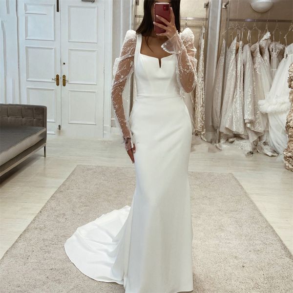 vintage white satin mermaid wedding dresses square neck poet long sleeve bridal gowns button cuff mariee
vintage white satin mermaid wedding dresses square neck poet long sleeve bridal gowns button cuff mariee