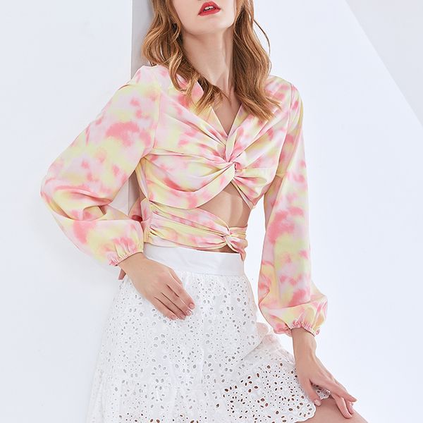 2023 shirt new v-neck twisted open umbilical long sleeve shirt fashion style print lace up short shirt women, White
2023 shirt new v-neck twisted open umbilical long sleeve shirt fashion style print lace up short shirt women, White