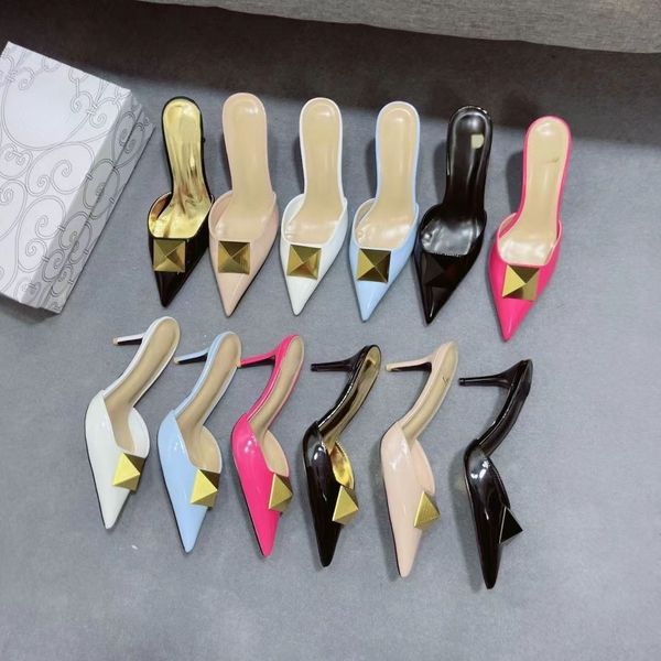 riveted pointed thin heel slippers op15 female baotou outside wear lazy shoes fashion high heels everything matching temperament female sand, Black
riveted pointed thin heel slippers op15 female baotou outside wear lazy shoes fashion high heels everything matching temperament female sand, Black
