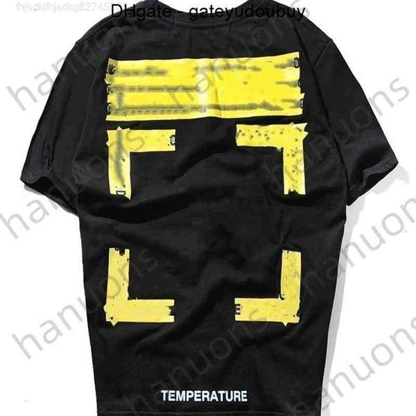 men's t shirts off offs white yellow warning strip printing student couple loose short shirt fashion printed the back, White;black
men's t shirts off offs white yellow warning strip printing student couple loose short shirt fashion printed the back, White;black