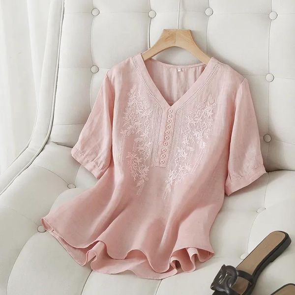 t-shirt thin ramie shirt women's 2022 summer new fashion agereducing literary retro embroidery shortsleeved loose casual vneck top, White
t-shirt thin ramie shirt women's 2022 summer new fashion agereducing literary retro embroidery shortsleeved loose casual vneck top, White