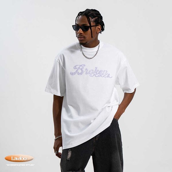 men and women t-shirtslawfoo spring/summer china-chic brand american english font printing double yarn off shoulder loose edition couple t-s, White;black
men and women t-shirtslawfoo spring/summer china-chic brand american english font printing double yarn off shoulder loose edition couple t-s, White;black