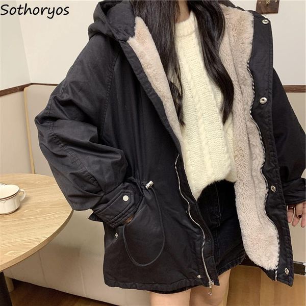 leather thickeningcargo parkas women populardrawstring waist multi pockets hooded solid winter harajuku warm cozy outerwear couples, Black
leather thickeningcargo parkas women populardrawstring waist multi pockets hooded solid winter harajuku warm cozy outerwear couples, Black
