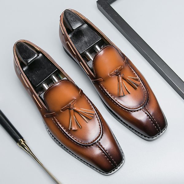 dress shoes brown loafers men square toe tassels slipon business wedding mens handmade size 38 230422, Black
dress shoes brown loafers men square toe tassels slipon business wedding mens handmade size 38 230422, Black
