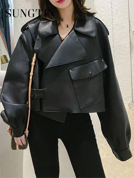 jackets sungtin women faux leather jacket soft loose vintage biker coat short pockets motor pu black jacket autumn street leather coat, Black;brown
jackets sungtin women faux leather jacket soft loose vintage biker coat short pockets motor pu black jacket autumn street leather coat, Black;brown