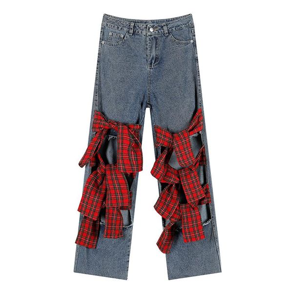 jeans high waist jeans women fashion vintage streetwear matching lattice bow patchwork ripped straightleg wide leg jeans female pants, Blue
jeans high waist jeans women fashion vintage streetwear matching lattice bow patchwork ripped straightleg wide leg jeans female pants, Blue