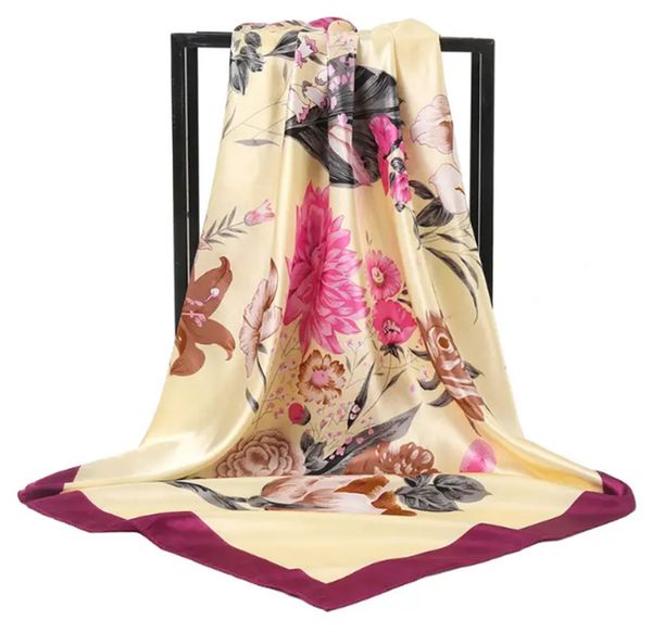 women's satin square scarf imitation silk large neckerchief fashion accessory, Blue;gray
women's satin square scarf imitation silk large neckerchief fashion accessory, Blue;gray