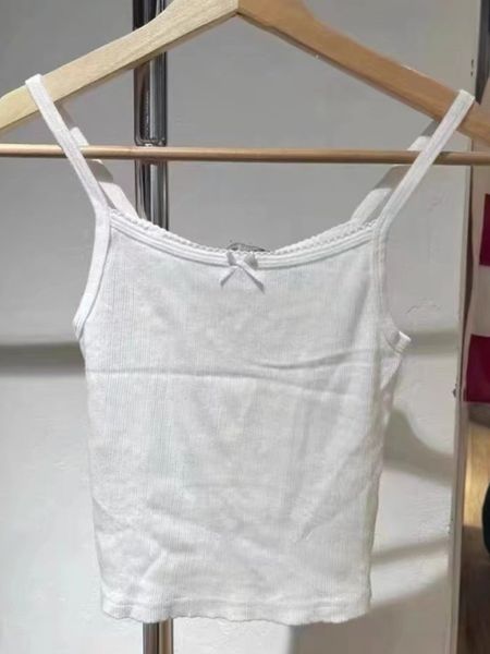 women's tanks camis casual women white bow slim camisole summer fashion ladies female knitted sleeveless solid color 230422
women's tanks camis casual women white bow slim camisole summer fashion ladies female knitted sleeveless solid color 230422