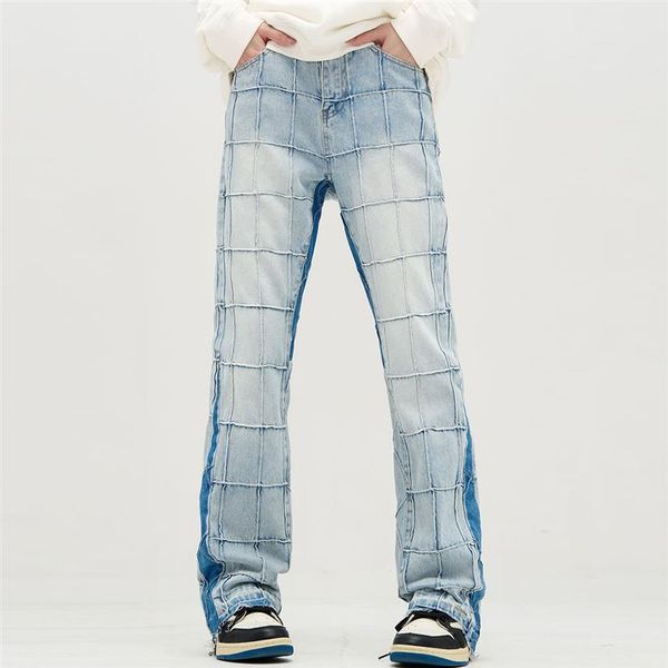 high street patchwork straight jeans flare pants for men and women casual baggy plaid denim trousers2013, Black;brown
high street patchwork straight jeans flare pants for men and women casual baggy plaid denim trousers2013, Black;brown