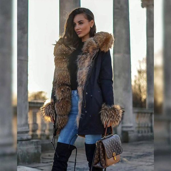 fur maomaokong 2022 winter hooded thick natural real raccoon fur collar placket with cuffs down jacket woman parkas long puffer coat, Black
fur maomaokong 2022 winter hooded thick natural real raccoon fur collar placket with cuffs down jacket woman parkas long puffer coat, Black