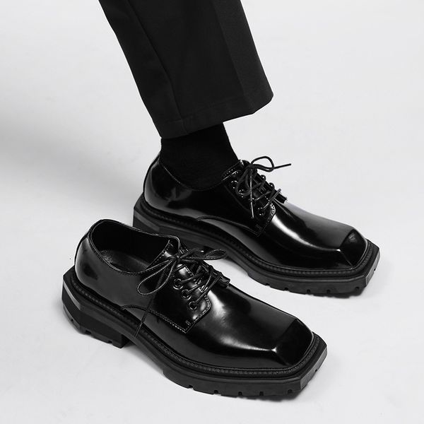 dress shoes square toe oxfords for men lace up derby male genuine leather formal business fashion wedding 230422, Black
dress shoes square toe oxfords for men lace up derby male genuine leather formal business fashion wedding 230422, Black