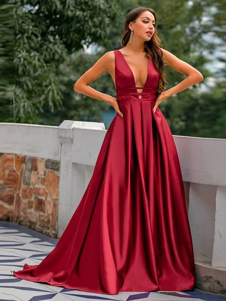 deep v-neck red evening formal dress a-line backless satin long prom formal party gowns 2023 christmas wear new robe de soiree, Black;red
deep v-neck red evening formal dress a-line backless satin long prom formal party gowns 2023 christmas wear new robe de soiree, Black;red