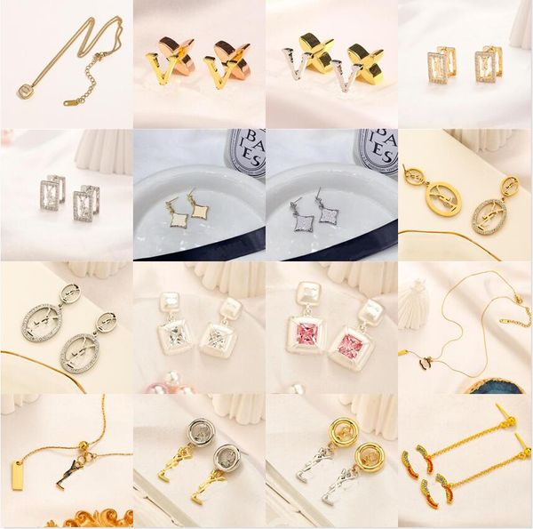 luxury design bracelet earrings necklace jewelry sets brand letter stainless steel crystal rhinestone pendant necklaces womens wedding acces, Black
luxury design bracelet earrings necklace jewelry sets brand letter stainless steel crystal rhinestone pendant necklaces womens wedding acces, Black
