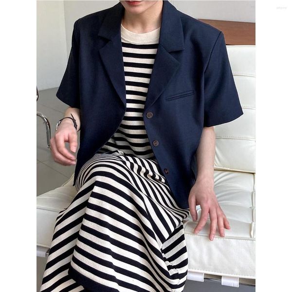 Women's Suits Fashion Double Button Women Blazers Short Sleeves Turn-Down Neck Lady Formal Coat Jackets, Navy
Women's Suits Fashion Double Button Women Blazers Short Sleeves Turn-Down Neck Lady Formal Coat Jackets, Navy