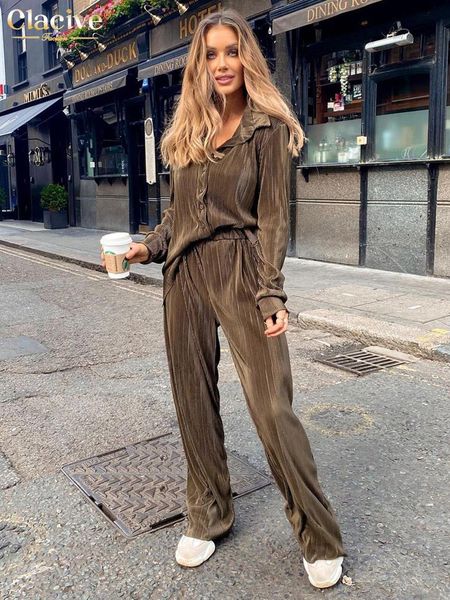 pants clacive casual loose shirts pants set woman 2 pieces elegant brown high waist pant suits fashion pleated home wide trouser suits, White
pants clacive casual loose shirts pants set woman 2 pieces elegant brown high waist pant suits fashion pleated home wide trouser suits, White