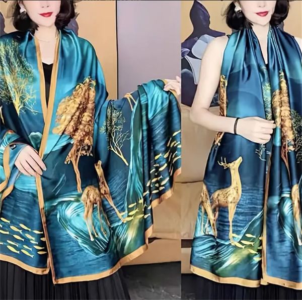 1pc elegant silk scarf, long fashion cheongsam shawl, women's spring and autumn sun protection warm scarf, Blue;gray
1pc elegant silk scarf, long fashion cheongsam shawl, women's spring and autumn sun protection warm scarf, Blue;gray