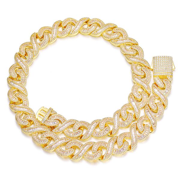 16mm width 16-24inch brass gold plated bling baguatte cz chain necklace links for men nice gift, Silver
16mm width 16-24inch brass gold plated bling baguatte cz chain necklace links for men nice gift, Silver