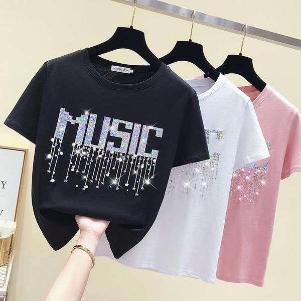 t-shirt fashion beaded tshirt women 2022 summer letter korea loose tshirts female cotton tee shirts new black white pink femme
t-shirt fashion beaded tshirt women 2022 summer letter korea loose tshirts female cotton tee shirts new black white pink femme