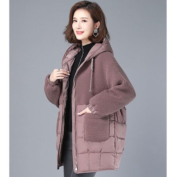 leather autumn winter hooded women padded jackets casual loose midlength thicken outwear female lamb wool panel cotton coat, Black
leather autumn winter hooded women padded jackets casual loose midlength thicken outwear female lamb wool panel cotton coat, Black