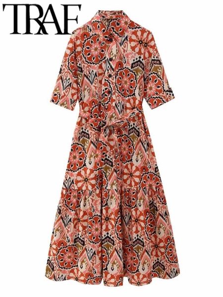 dresses traf summer fashion women casual printed shirt dress with belt half sleeve high waist vintage aline female midi long dresses, Black;gray
dresses traf summer fashion women casual printed shirt dress with belt half sleeve high waist vintage aline female midi long dresses, Black;gray