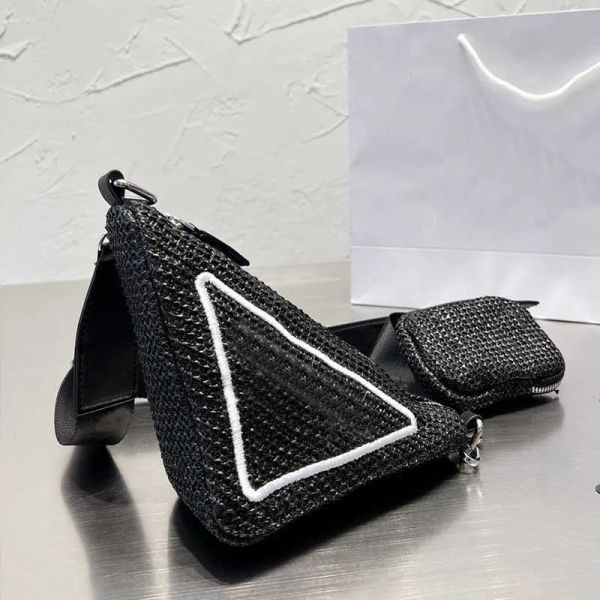 2023 raffia grass triangle bag straw crossbody handbags weave wide shoulder strap hobo handbag designer coin pocket zipper wallet two piece, Black;red
2023 raffia grass triangle bag straw crossbody handbags weave wide shoulder strap hobo handbag designer coin pocket zipper wallet two piece, Black;red