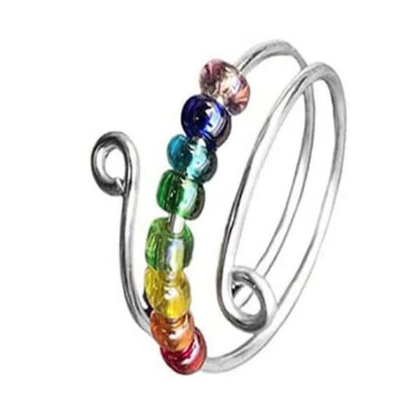 bohemian rainbow beads anxiety ring rotate y anti stress fidget spinner rings for women girls fashion wedding jewelry gc2062, Silver
bohemian rainbow beads anxiety ring rotate y anti stress fidget spinner rings for women girls fashion wedding jewelry gc2062, Silver