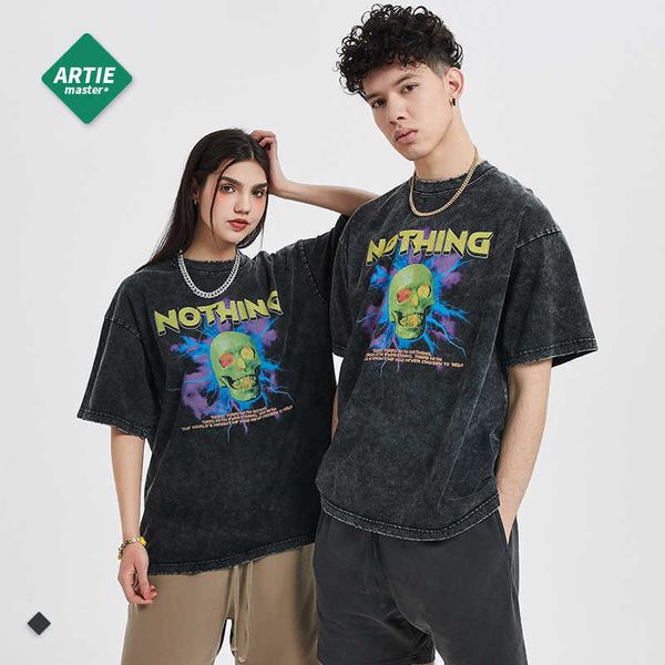 men and women t-shirtsartie menswear | street fashion skull print used men's short sleeve t-shirt washed loose men's and women, White;black
men and women t-shirtsartie menswear | street fashion skull print used men's short sleeve t-shirt washed loose men's and women, White;black
