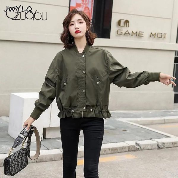 leather spring autumn zipper singlebreasted women clothing allmatch long sleeves khaki armygreen streetwear short coats loose jackets, Black
leather spring autumn zipper singlebreasted women clothing allmatch long sleeves khaki armygreen streetwear short coats loose jackets, Black