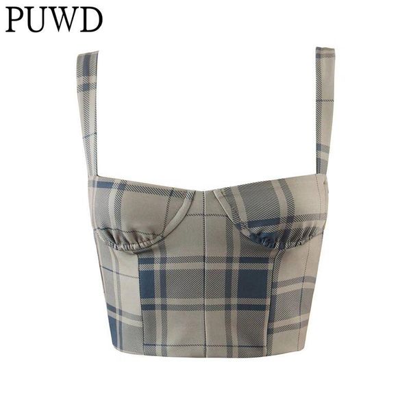 t-shirt puwd slim girls basic knitwear camis plaid print backless ladies soft short 2021 summer fashion female sleeveless crop top, White
t-shirt puwd slim girls basic knitwear camis plaid print backless ladies soft short 2021 summer fashion female sleeveless crop top, White