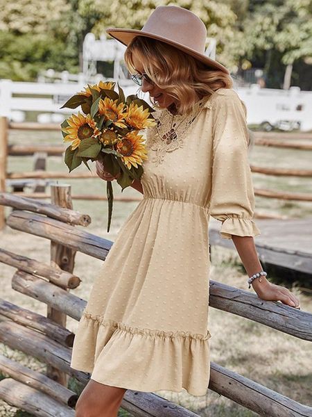dresses temperament 2022 new women's summer v neck three quarter solid color a line lace all match dresses for fashion, Black;gray
dresses temperament 2022 new women's summer v neck three quarter solid color a line lace all match dresses for fashion, Black;gray