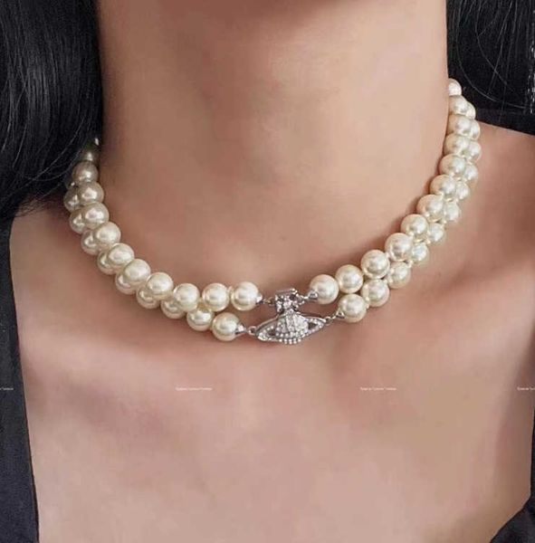 empress dowager saturn full diamond necklace women's light luxury high sense double layer pearl collar choker neck chain tide, Silver
empress dowager saturn full diamond necklace women's light luxury high sense double layer pearl collar choker neck chain tide, Silver