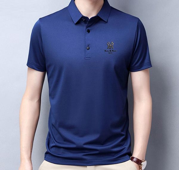 men's t-shirts designer summer thin men's ice silk short sleeved t-shirt young and middle-aged lapel sweater polo shirt men's, White;black 
men's t-shirts designer summer thin men's ice silk short sleeved t-shirt young and middle-aged lapel sweater polo shirt men's, White;black