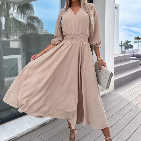 dresses holiday style v neck solid hem aline long dress women spring high waist tunic office maxi dress spring long sleeve party dress, Black;gray
dresses holiday style v neck solid hem aline long dress women spring high waist tunic office maxi dress spring long sleeve party dress, Black;gray