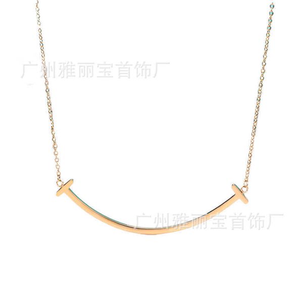 designertitanium steel high version large smiling face necklace women's tiffy same style smooth pendant collar bone, Black
designertitanium steel high version large smiling face necklace women's tiffy same style smooth pendant collar bone, Black