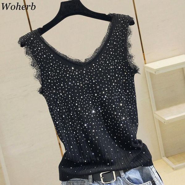 tanks woherb 2022 summe new beading icesilk knitted vest women sleeveless blouse fashion lace patchwork solid slimfit 25063, Black;white
tanks woherb 2022 summe new beading icesilk knitted vest women sleeveless blouse fashion lace patchwork solid slimfit 25063, Black;white