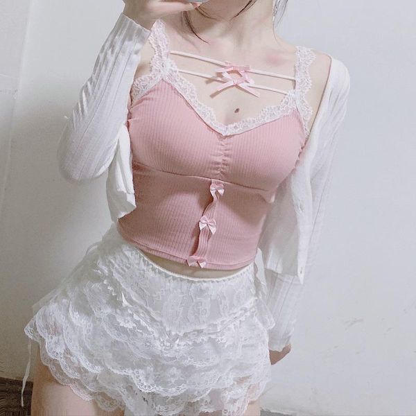 tanks pink crop women summer cute y2k lace trim bow decoration slim camis sweet girl lolita style aesthetic kawaii clothes, Black;white
tanks pink crop women summer cute y2k lace trim bow decoration slim camis sweet girl lolita style aesthetic kawaii clothes, Black;white