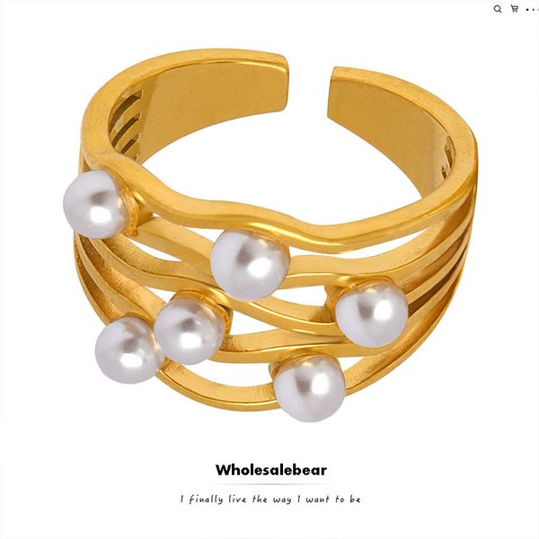 fashion women 18k gold wide band pearls open cuff ring, Silver
fashion women 18k gold wide band pearls open cuff ring, Silver