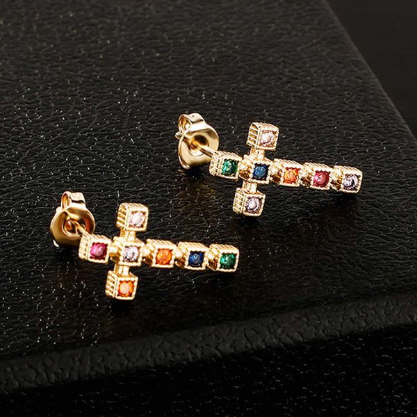 women's mens personalized hip-hop anhe cross earrings studs s925 silver needle colorful mixed cubic zircon stud earring shiny night clu, Golden
women's mens personalized hip-hop anhe cross earrings studs s925 silver needle colorful mixed cubic zircon stud earring shiny night clu, Golden