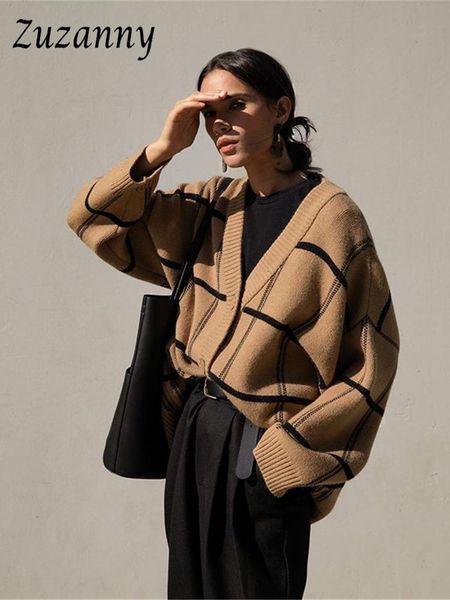 sweaters zuzanny plaid oversized knitted cardigan sweater women's brown v neck long sleeve casual autumn winter jumpers sweaters fashio, White;black
sweaters zuzanny plaid oversized knitted cardigan sweater women's brown v neck long sleeve casual autumn winter jumpers sweaters fashio, White;black