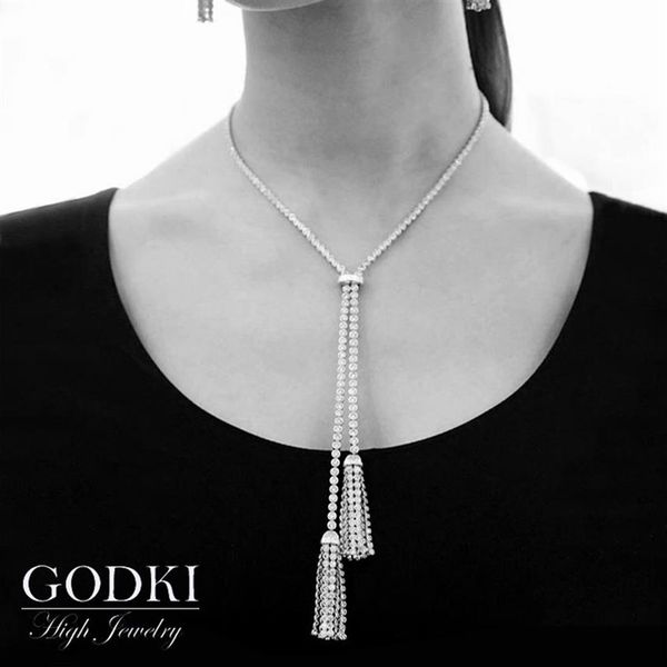 godki design zirconia long tassel pendant necklace for women party wedding cstar yashow jewelry coat sweater chain 201104285m, Silver
godki design zirconia long tassel pendant necklace for women party wedding cstar yashow jewelry coat sweater chain 201104285m, Silver