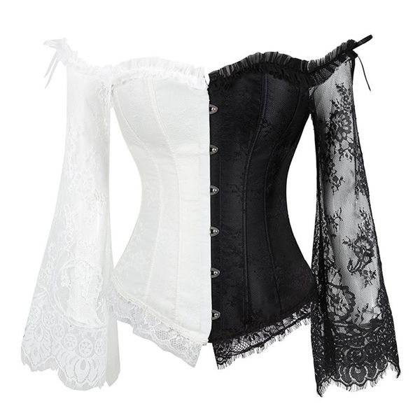women styling corsets long sleeve lace corselet lace up bustiers korset for posture party club wedding plus size2320, Black;white
women styling corsets long sleeve lace corselet lace up bustiers korset for posture party club wedding plus size2320, Black;white