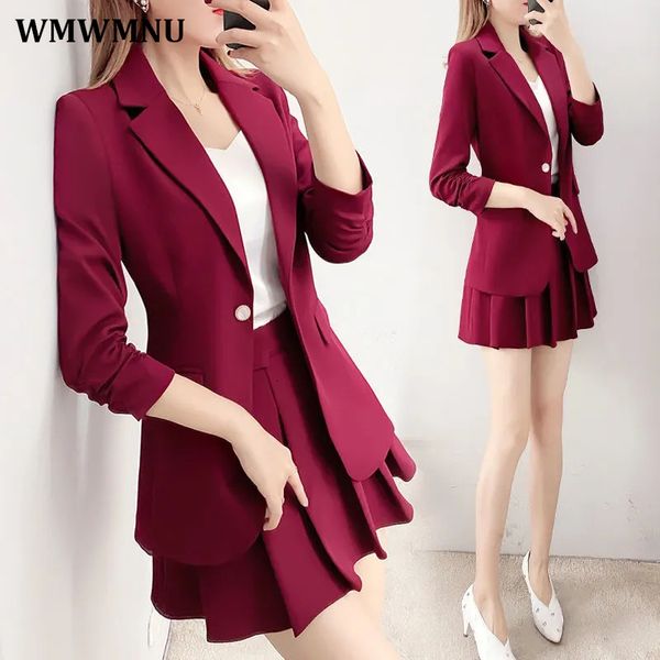 two piece dress korean solid mini pleated skirts suit spring thin elegant unlined blazer jacket and aline chic 2 set women outfits 230422, White
two piece dress korean solid mini pleated skirts suit spring thin elegant unlined blazer jacket and aline chic 2 set women outfits 230422, White