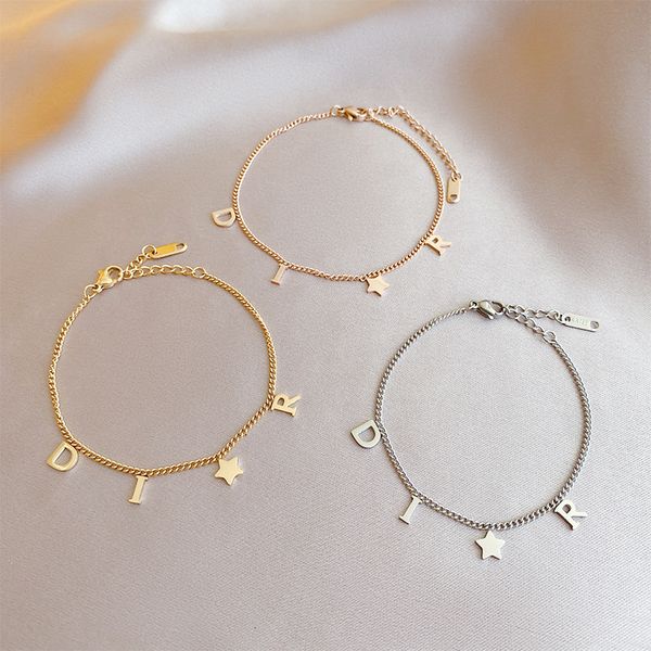 charm bracelets korea fashion letter star pendant woman simple vintage stainless steel luxury original jewelry accessories 230424, Golden;silver
charm bracelets korea fashion letter star pendant woman simple vintage stainless steel luxury original jewelry accessories 230424, Golden;silver