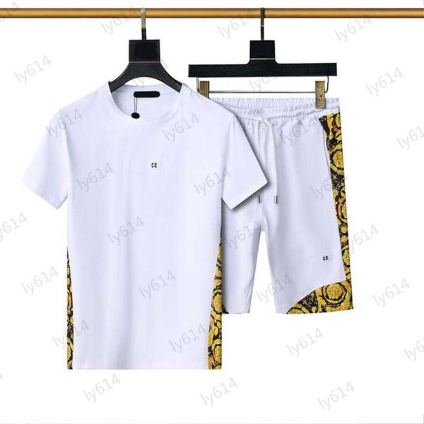 brand tracksuits gold printed side embellished crew neck pullover t-shirts waist drawstring design fashion color matching sports shorts mens, Gray
brand tracksuits gold printed side embellished crew neck pullover t-shirts waist drawstring design fashion color matching sports shorts mens, Gray