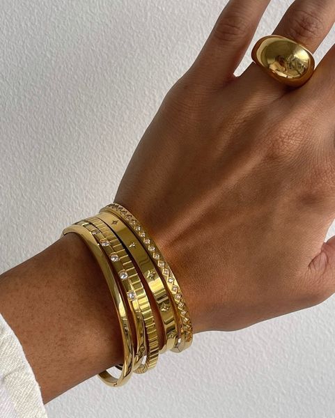 bangle fashion punk gold color bangles for women men trendy stainless steel metal bracelets bohemian jewelry accessories gift wholesale 2304, Black
bangle fashion punk gold color bangles for women men trendy stainless steel metal bracelets bohemian jewelry accessories gift wholesale 2304, Black