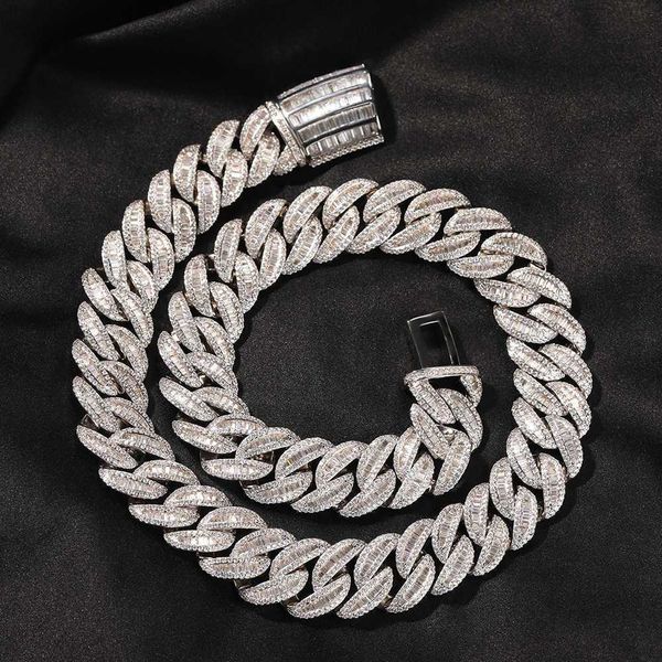 18.5mm hiphop iced full zircon bling baguette diamonds thick cuban chain, Silver
18.5mm hiphop iced full zircon bling baguette diamonds thick cuban chain, Silver
