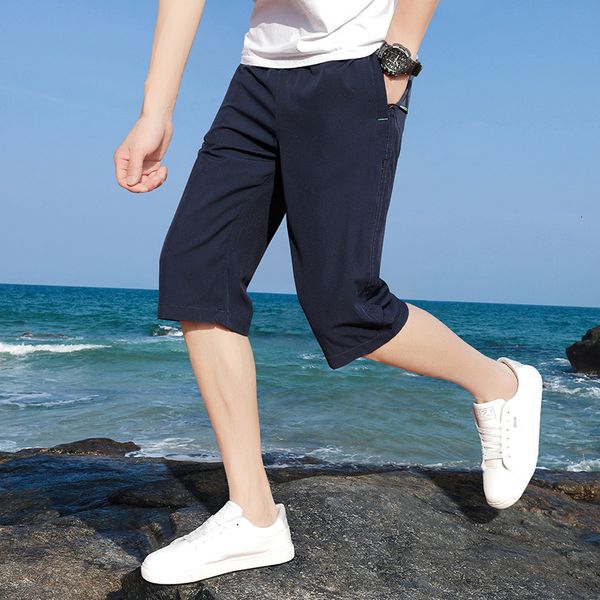 men's shorts ice silk cropped pants men's summer thin section casual quick-drying trend loose zipper pocket sports large size men&, White;black
men's shorts ice silk cropped pants men's summer thin section casual quick-drying trend loose zipper pocket sports large size men&, White;black